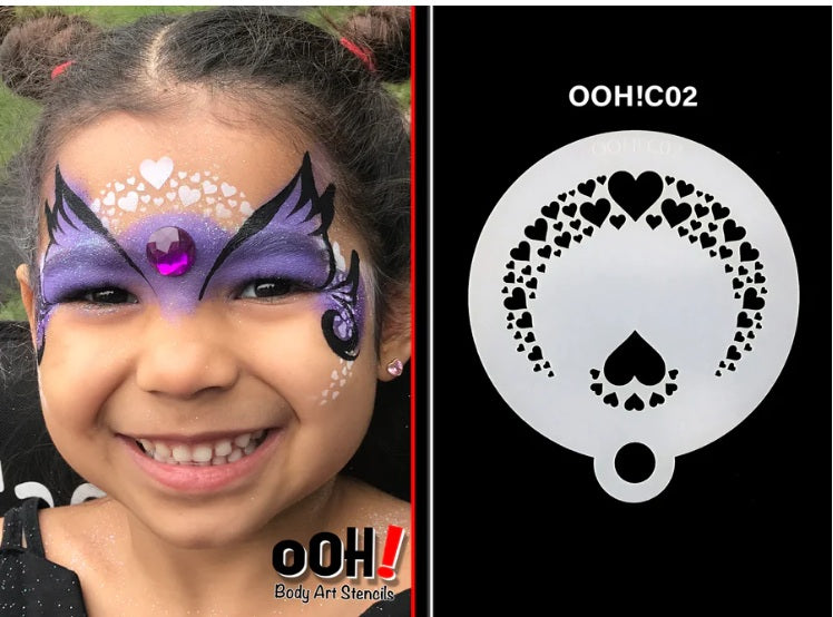 Ooh! Face Painting Stencil | Heart Flips (C02)