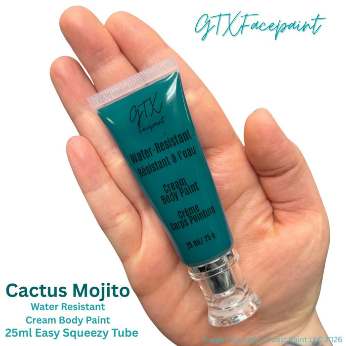 GTX Face Paint | Silicone Based Water Resistant Cream -  Cactus Mojito (Deep Turquoise)  -  25ml Easy Squeezy Tube