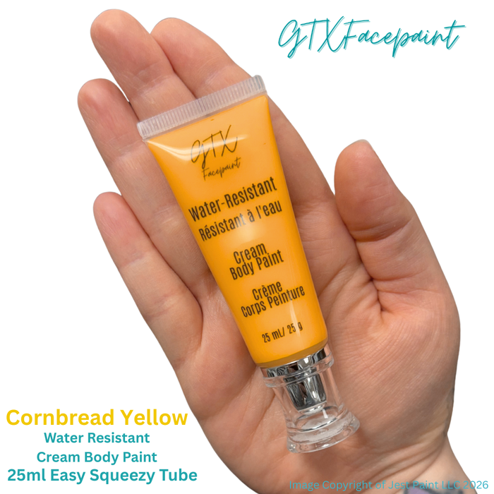 GTX Face Paint | Silicone Based Water Resistant Cream - Cornbread Yellow  - 25ml Easy Squeezy Tube