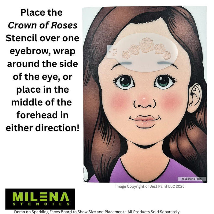 MILENA STENCILS | Face Painting Stencil -  (Crown of Roses)  V2