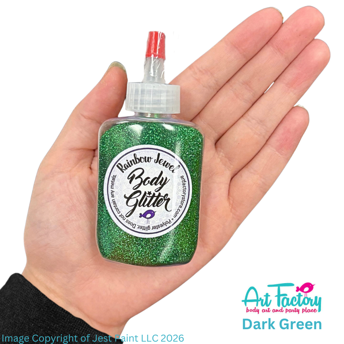 Art Factory | Rainbow Jewel Body Glitter Poof- BIG Dark Green (1oz)