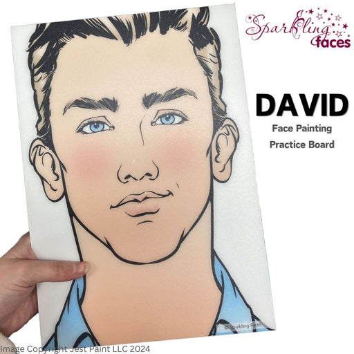 Sparkling Faces | Adult Face Painting Practice Board - David