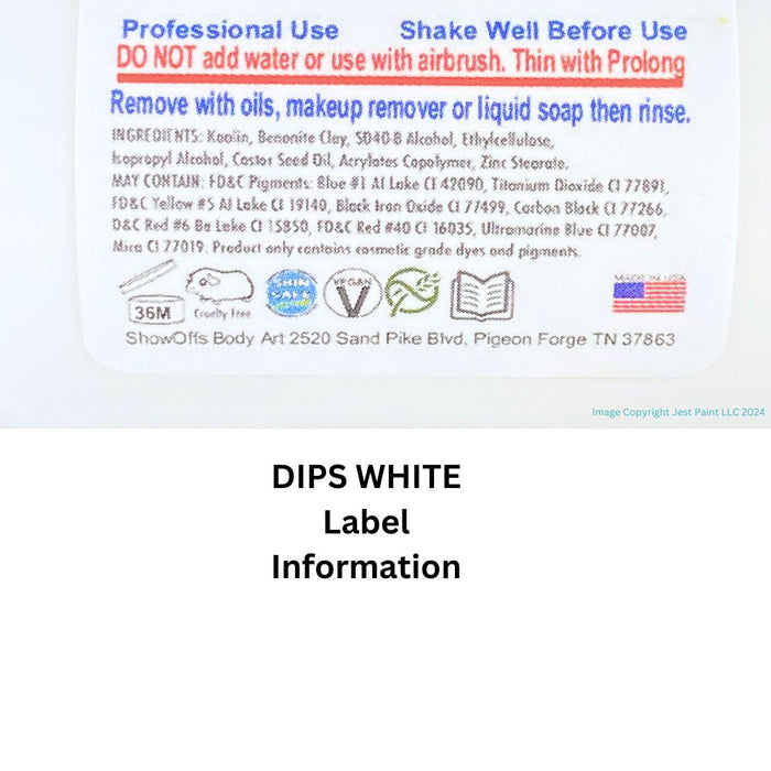 Proaiir | DIPS Water Proof Face Paint - White - 2fl oz  (Flat and Twist Cap)