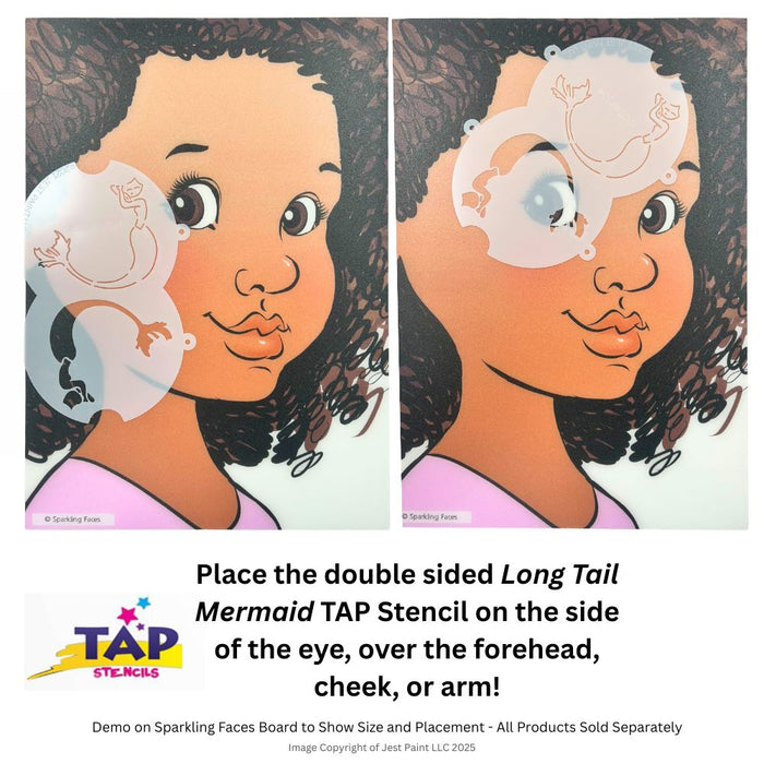 JPDTAP 109 Face Painting Double Stencil - Long Tail Mermaid