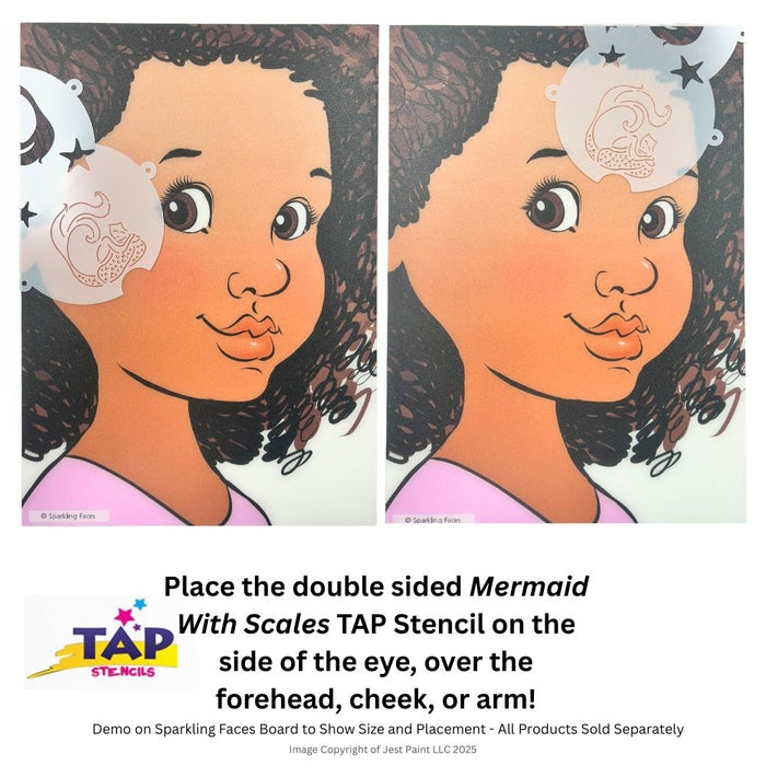 JPDTAP 108 Face Painting Double Stencil - Mermaid with Scales