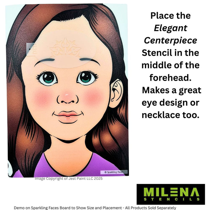 MILENA STENCILS | Face Painting Stencil - (Elegant Centerpiece)  030