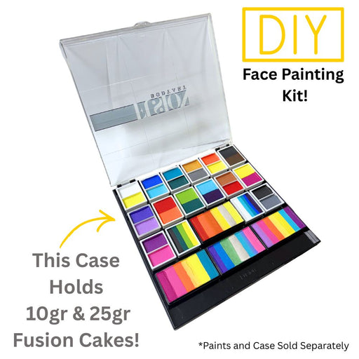 Fusion | Empty Mini Split Cake /Glitter Cream Palette - (pots not included)  Black Case - 24 SLOTS