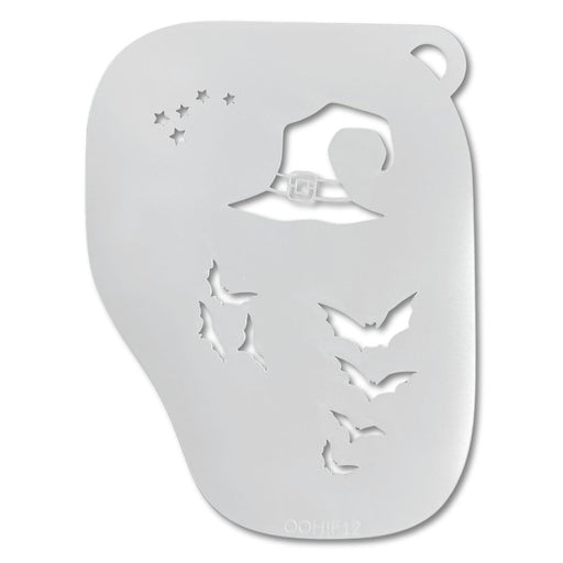 Ooh! Face Painting Stencil | Witch Hat Face Stencil - with Bats and Stars (F12)