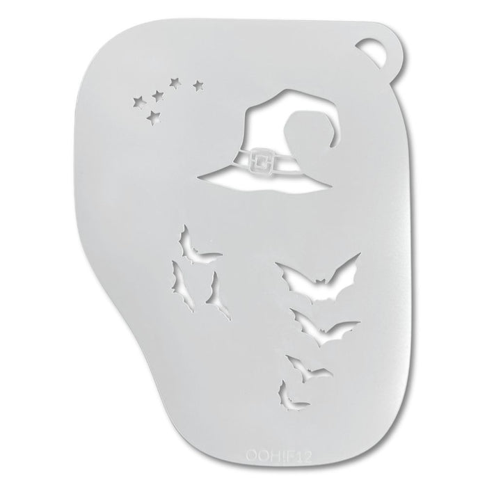 Ooh! Face Painting Stencil | Witch Hat Face Stencil - with Bats and Stars (F12)