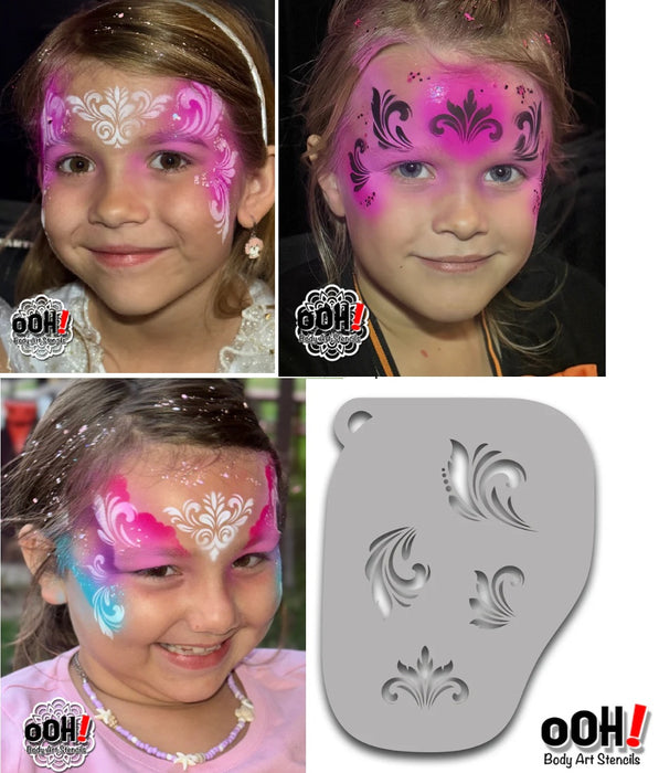 Ooh! Face Painting Stencil | Filigree Brushstrokes (F21)