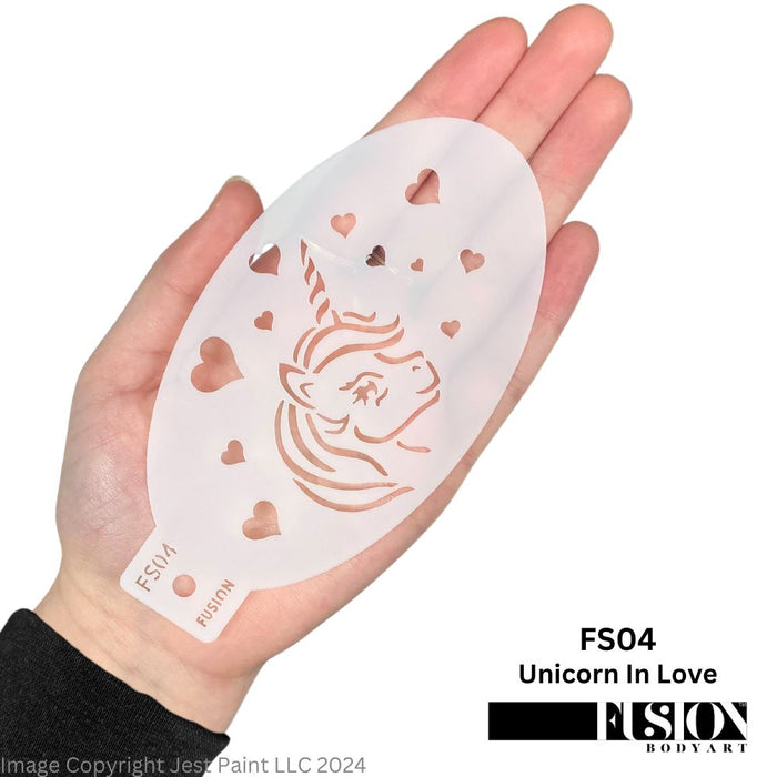 Fusion Body Art | Face Painting Stencil - Unicorn In Love FS04