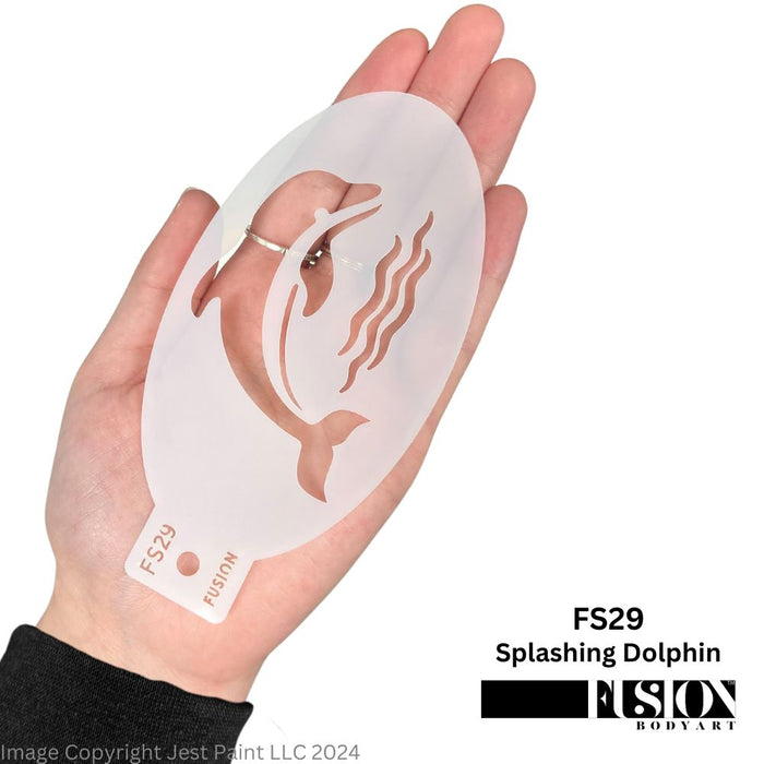 Fusion Body Art | Face Painting Stencil - Splashing Dolphin FS29