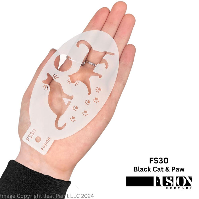 Fusion Body Art | Face Painting Stencil - Black Cat & Paw FS30