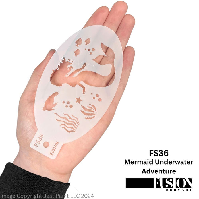 Fusion Body Art | Face Painting Stencil - Mermaid Underwater Adventure FS36