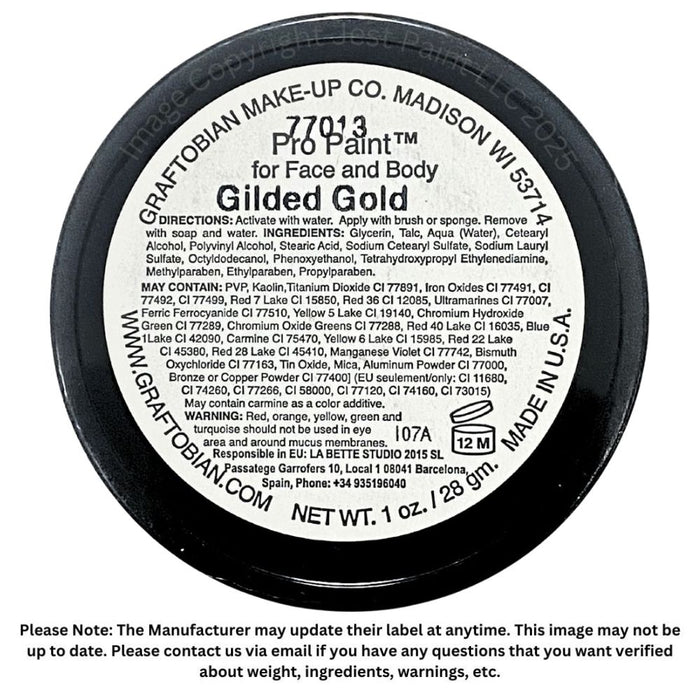 Graftobian Pro Face Paint - Metallic Gilded Gold 28gr