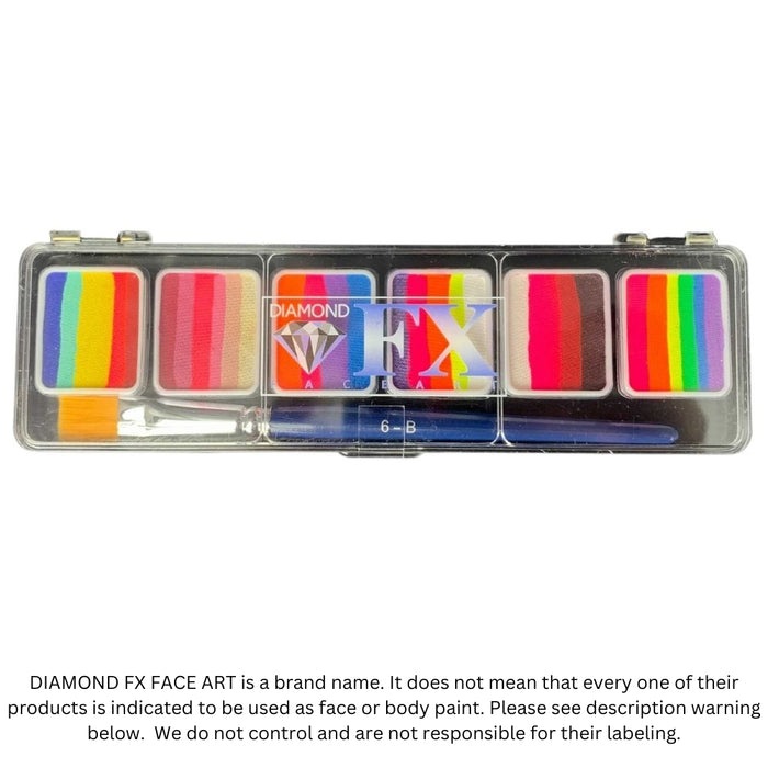 Diamond FX Paint | 6 x 6gr  Split Cake Palette - Neon / Metallic / Matte Colors - GLOW (SFX - Non Cosmetic)
