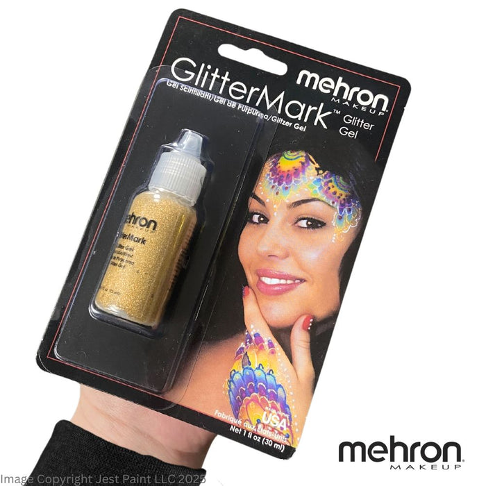 Face Painting Glitter Gel - Mehron GlitterMark - Gold   w/ Dropper Tip  #17