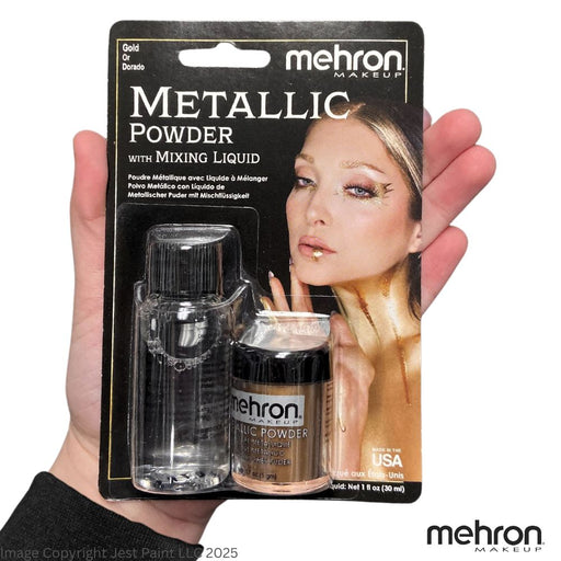 Mehron | Metallic  Face Painting Powder w/Mixing Liquid (carded) - GOLD