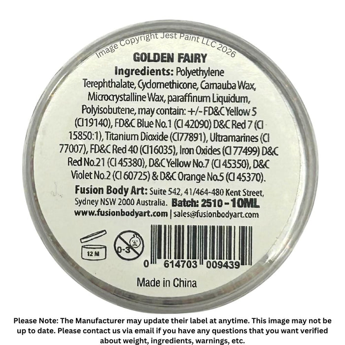 Fusion Body Art | Glitter Creams - GOLDEN FAIRY 10mL (UV Reactive)