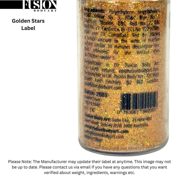 Fusion Body Art  - Face Painting Glitter | Golden Stars Pump - 10gm/0.35oz