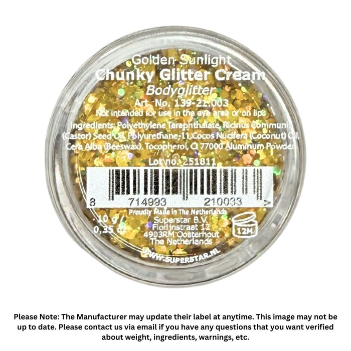 Superstar | Chunky Glitter Cream - Golden Sunlight (10gr Jar)