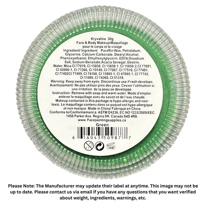 Kryvaline Face Paint Essential (Regular Line) - Green 30gr - DISCONTINUED