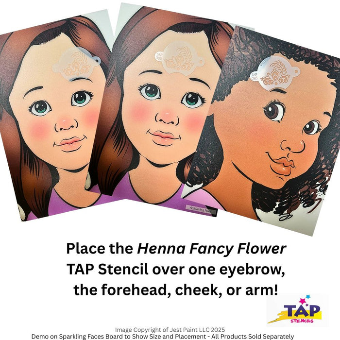 TAP 085 Face Painting Stencil - Henna Fancy Flower Centerpiece
