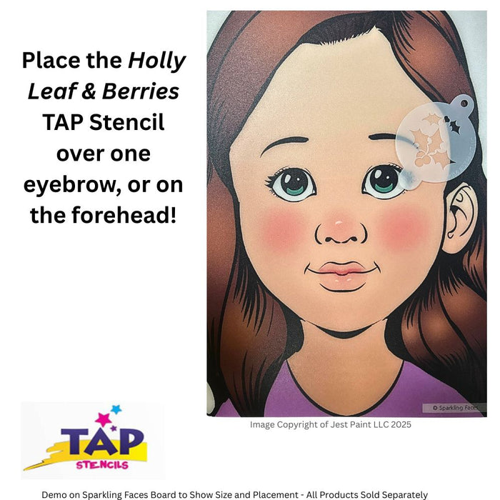 TAP 038 Face Painting Stencil - Holly Leaf and Berries