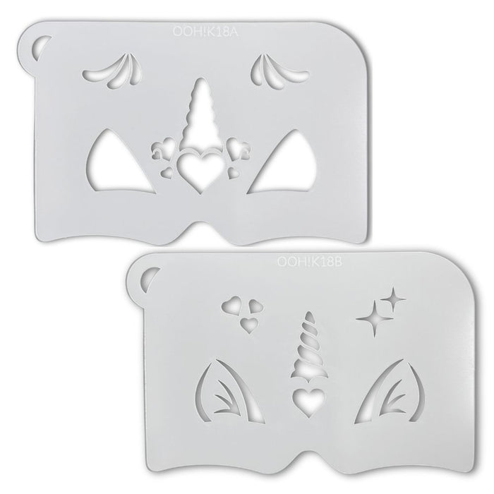 Ooh! Face Painting Stencil | Lovely Unicorn 2pc Mask (K18)