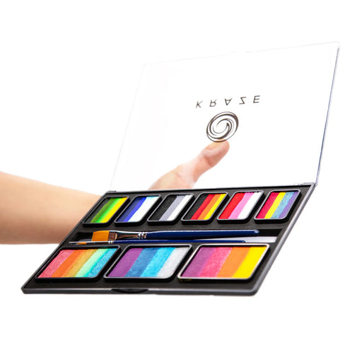 Kraze FX Face Paints | CELEBRATION PALETTE - Six 10gr 1 Stroke Split Cakes and Three 20gr Rainbow Cakes