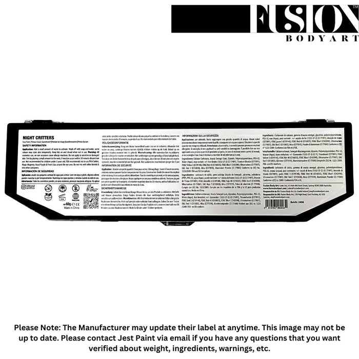 Fusion Body Art  | Face Painting Palette - Night Critters (Halloween Palette)