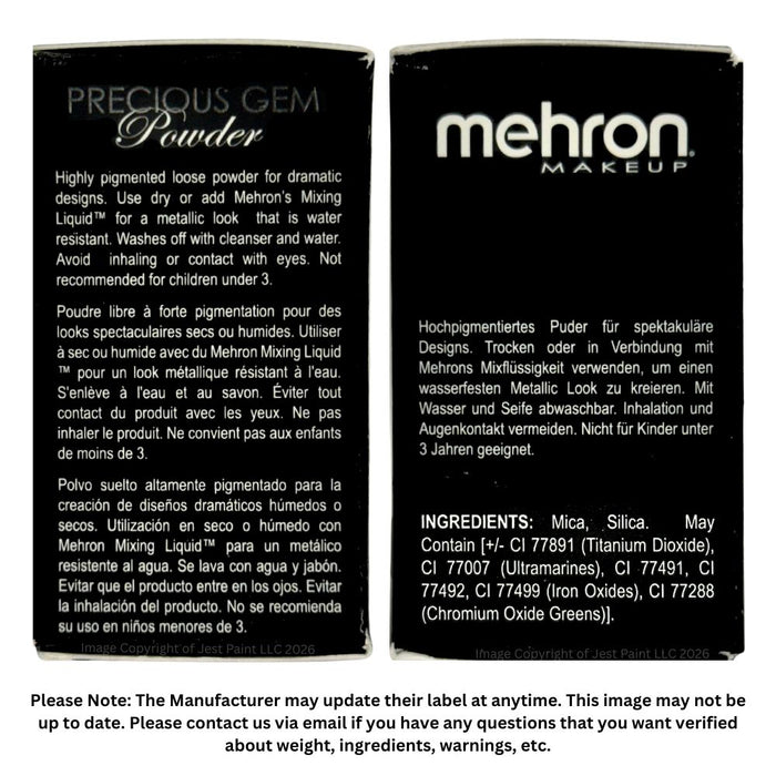 Mehron | Precious Gem Mica Powder -  EMERALD 5gm - DISCONTINUED