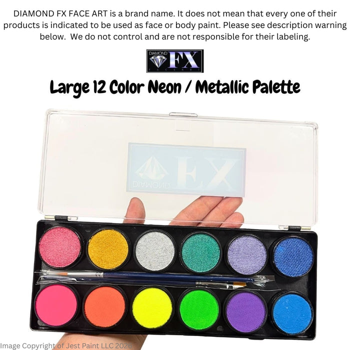 Pintura Diamond FX - Paleta grande de 12 colores neón / metálicos (SFX - No cosmético)