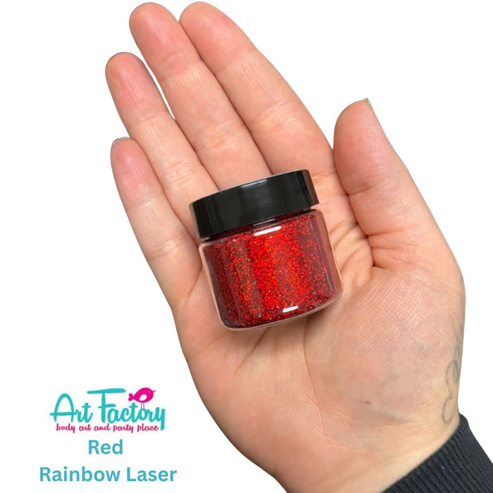 Art Factory | Rainbow Laser Body Glitter - Red Rainbow Laser  (1oz Jar)