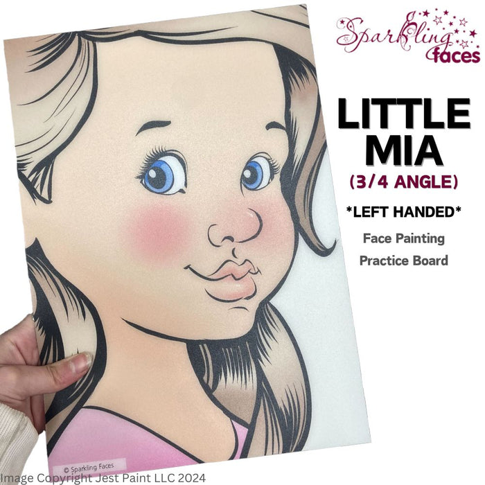 Sparkling Faces | Face Painting Practice Board - NEW 3/4 Angle - Little Mia (For the LEFT Handed Artist)