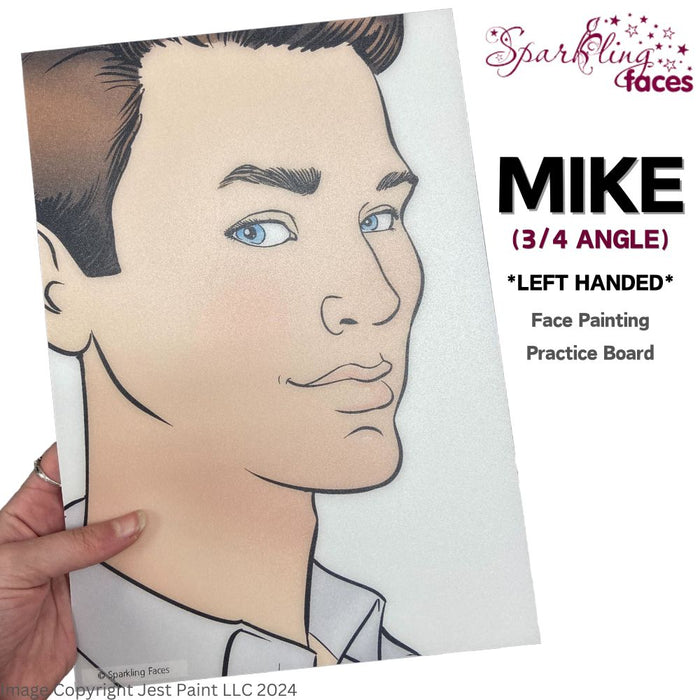 Sparkling Faces | Adult Face Painting Practice Board - NEW 3/4 Angle - Mike (Left Handed Artists) - Discontinuing Style