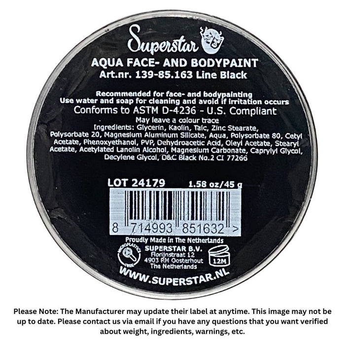 Superstar Face Paint | Line Black 163 - 45gr
