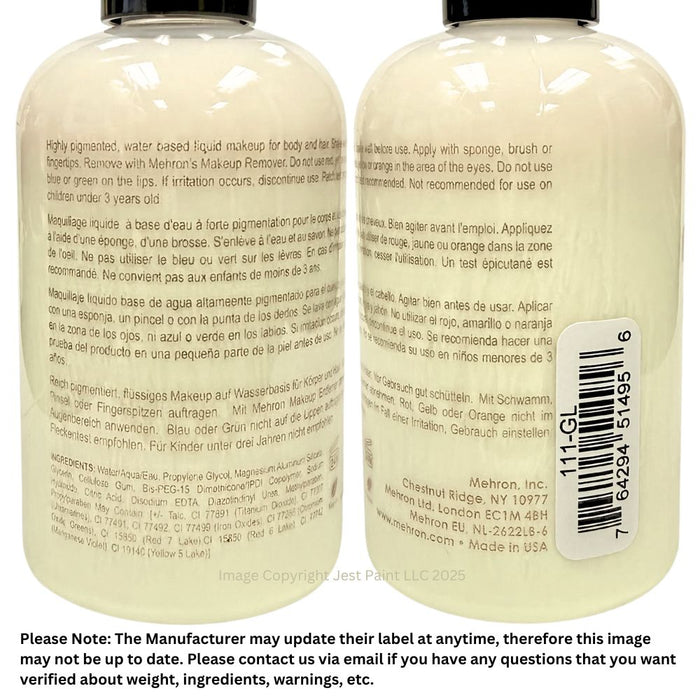 Mehron | Liquid Makeup - GLOW IN THE DARK - 4.5fl oz / 133ml Jar