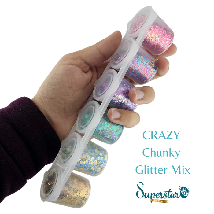 Superstar | Loose Chunky Glitter Mix Set 98962 - CRAZY Six Pack (130ml)