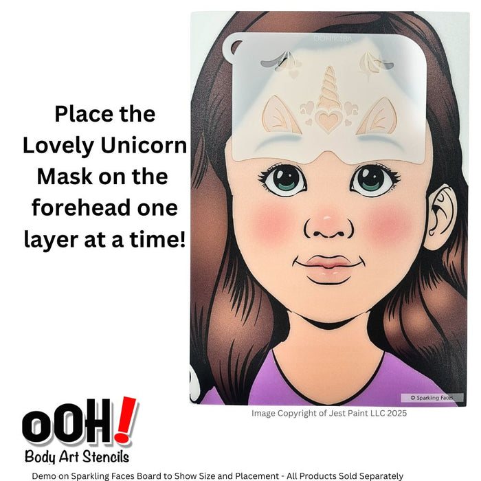Ooh! Face Painting Stencil | Lovely Unicorn 2pc Mask (K18)