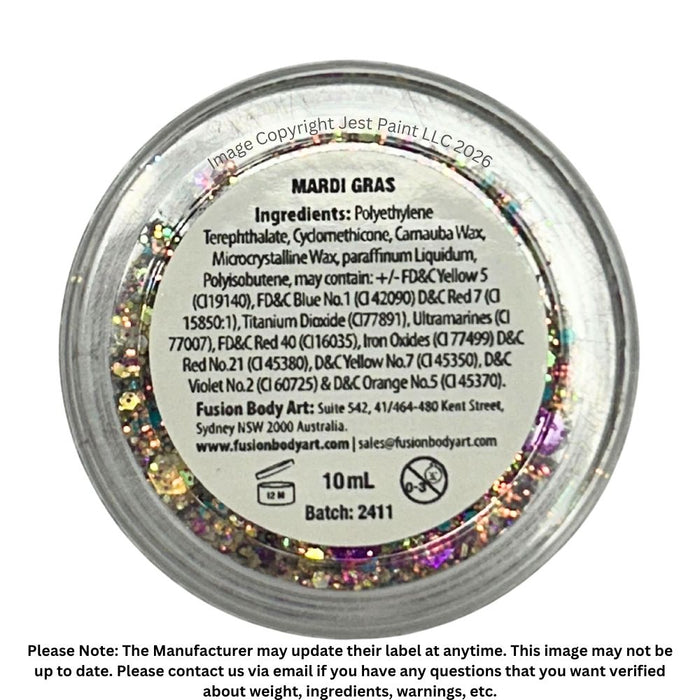 Fusion Body Art | Glitter Creams - MARDI GRAS 10mL (UV Reactive)