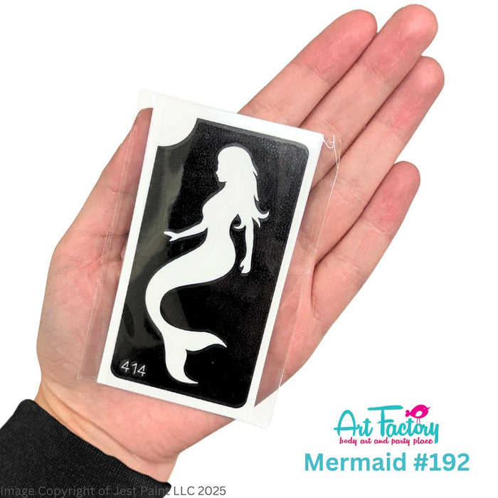 Art Factory | Glitter Tattoo Stencil - (414) Mermaid  - 5 Pack - #192