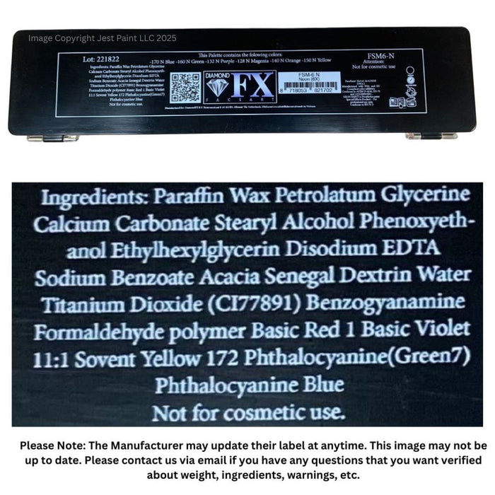 Diamond FX Paint - 6 Color Neon  Palette (SFX - Non Cosmetic)