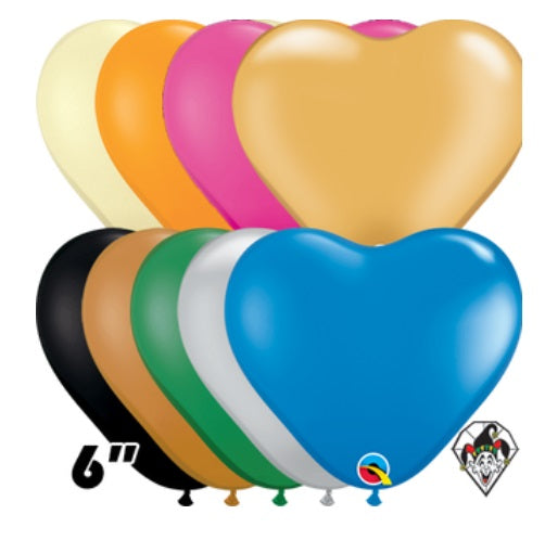 Qualatex Balloons - 6" OPAQUE HEART Assortment - 100ct(5084)