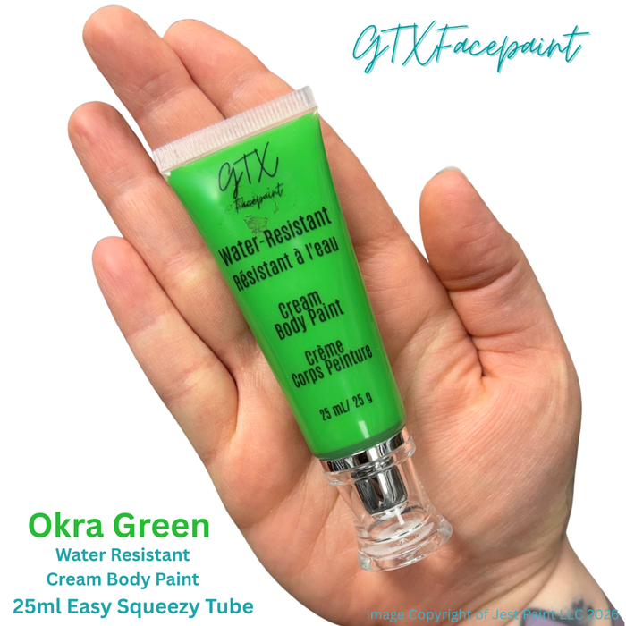 GTX Face Paint | Silicone Based Water Resistant Cream - Okra Green  - 25ml Easy Squeezy Tube