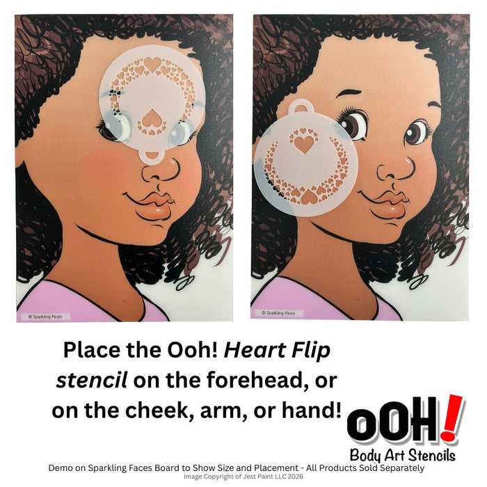 Ooh! Face Painting Stencil | Heart Flips (C02)
