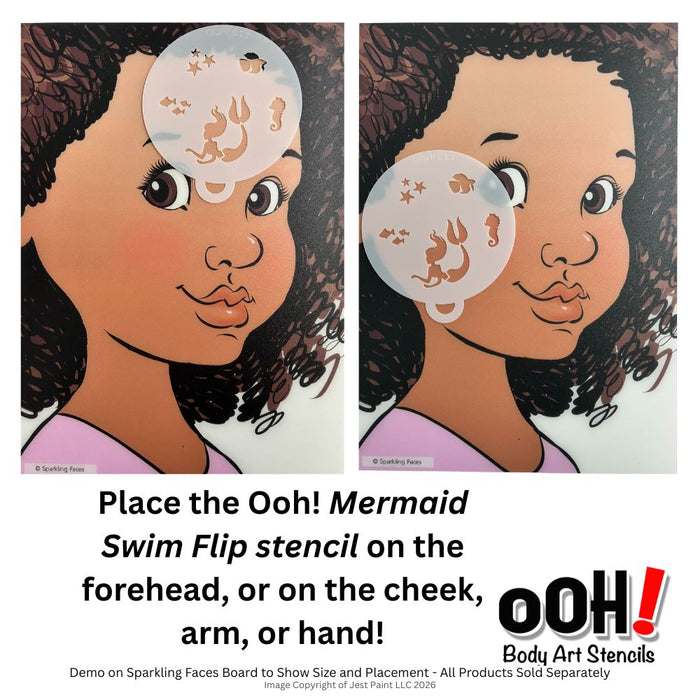 Ooh! Face Painting Stencil | Mermaid Swim Flip (C13)