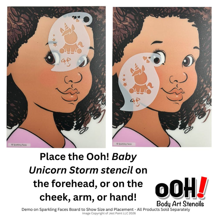 Ooh! Face Painting Stencil | Baby Unicorn Storm (R05)