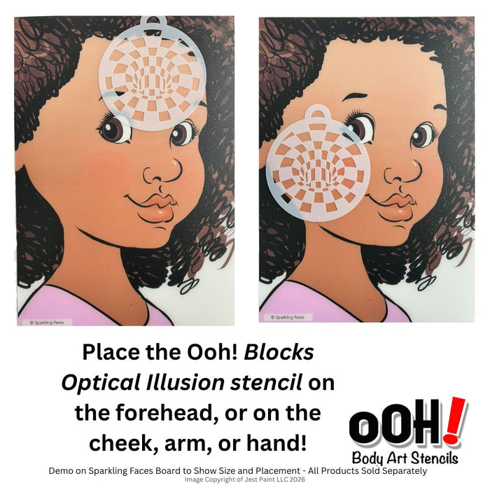 Ooh! Face Painting Stencil | Blocks Optical Illusion (C08)