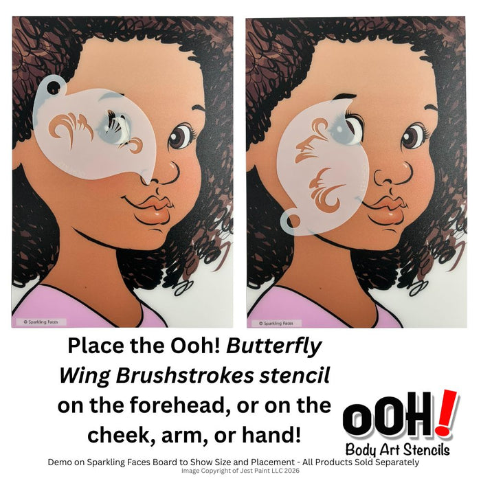 Ooh! Face Painting Stencil | Butterfly Wing Brushstrokes (R13)